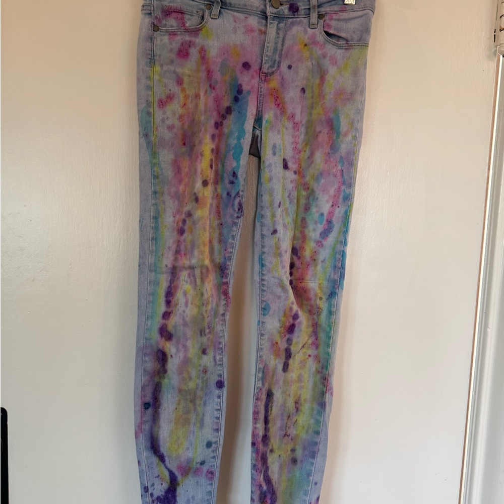 PAIGE Multicolor Tie-Dye Skinny Jeans